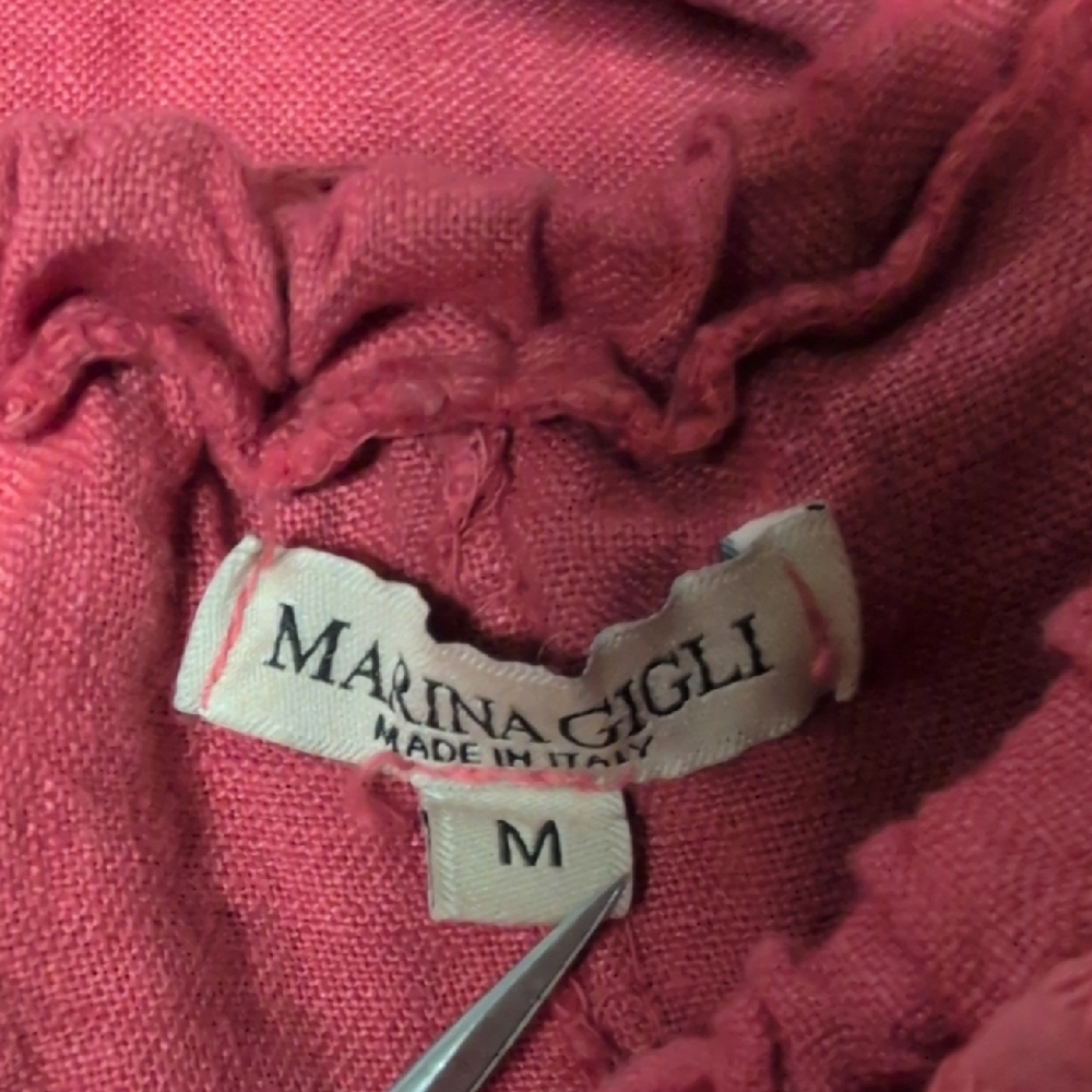 MARINA Gigli Ruffle Linen Dress. - Picture 3 of 8